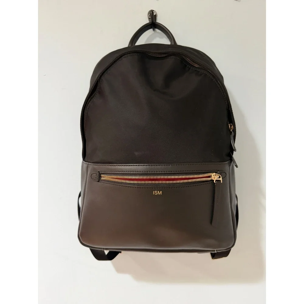 ISM The Backpack Black Nylon Leather Gold Hardware Laptop Commuter Bag